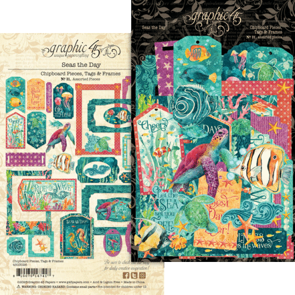 Seas The Day Chipboard Pieces, Tags & Frames