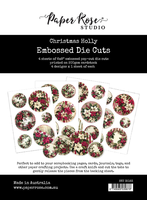 Christmas Holly Embossed Die Cuts