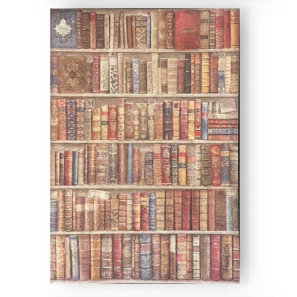 Vintage Library Bookcase Rice Paper