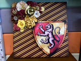 Wizarding School Striped Floral House Plaque