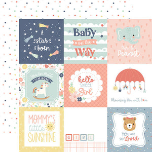 Baby On Board It's A Girl 4x4 Journaling Cards