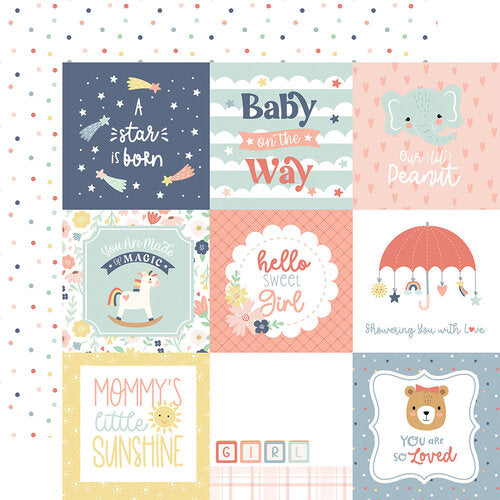 Baby On Board It's A Girl 4x4 Journaling Cards