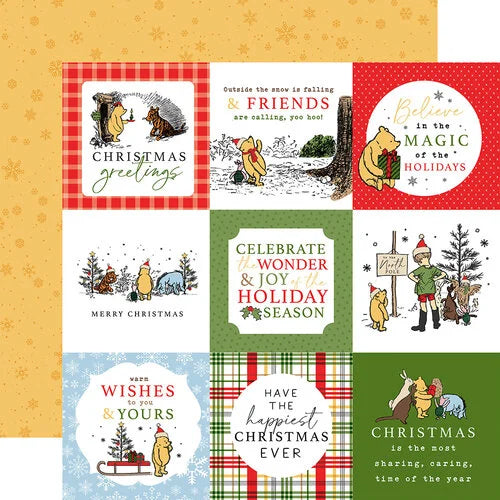 Winnie The Pooh Christmas 4x4 Journaling Cards