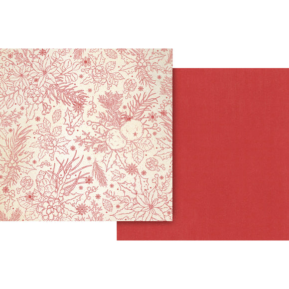 Deck The Halls Poinsettia Red Pattern & Solid Sheet