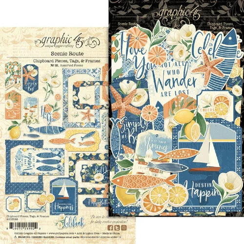 Assortiment De Découpes Fleurs Graphic45 Make A Splash, 63 Pièces, Pour Scrapbooking