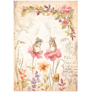 Woodland Collection Rice Paper Mice and Flowers