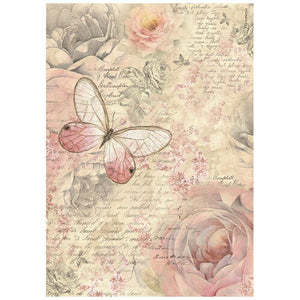 Shabby Rose Butterfly Rice Paper