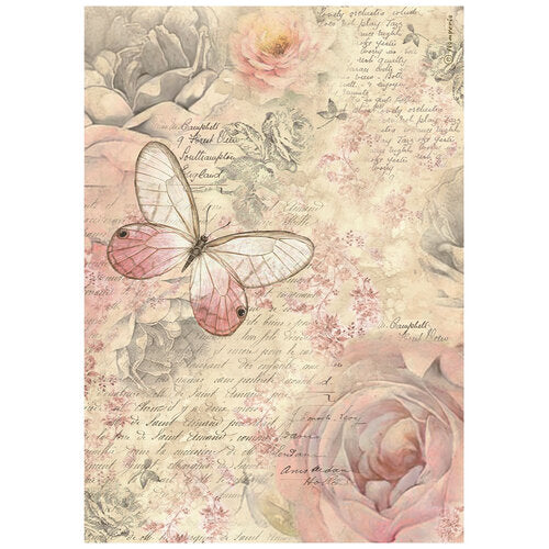 Shabby Rose Butterfly Rice Paper