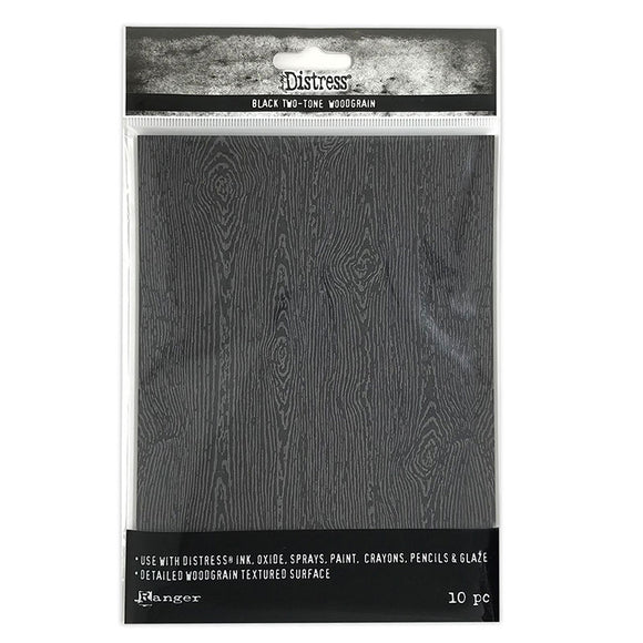 Distress Black Two-tone Woodgrain Cardstock
